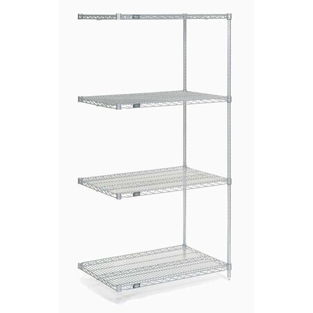 Nexel 5 Tier Chrome Wire Shelving Add-On Unit, 24W x 21D x 74H A21247C5